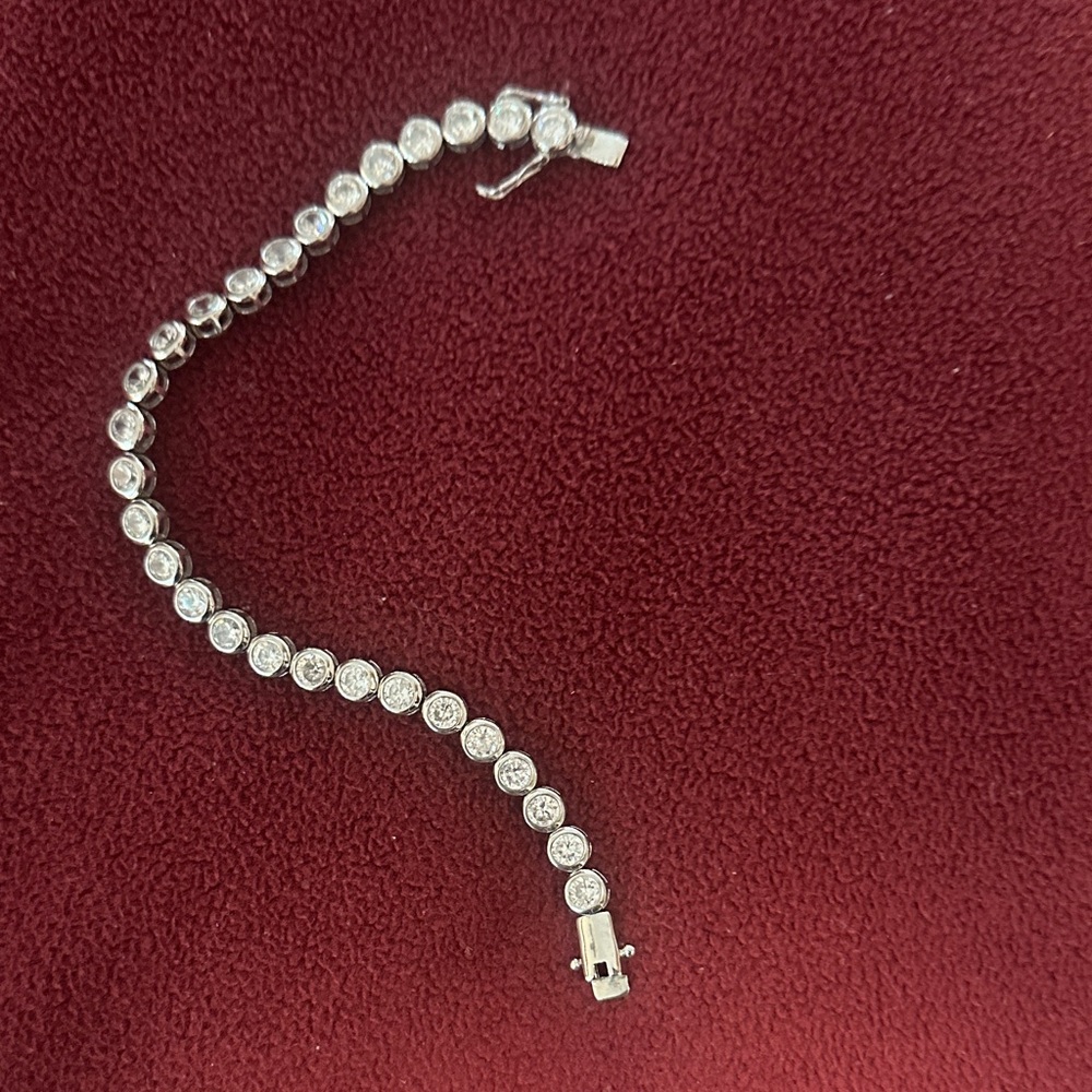 Silver Crystal Tennis Bracelet - Elegant Clear Stone Bracelet